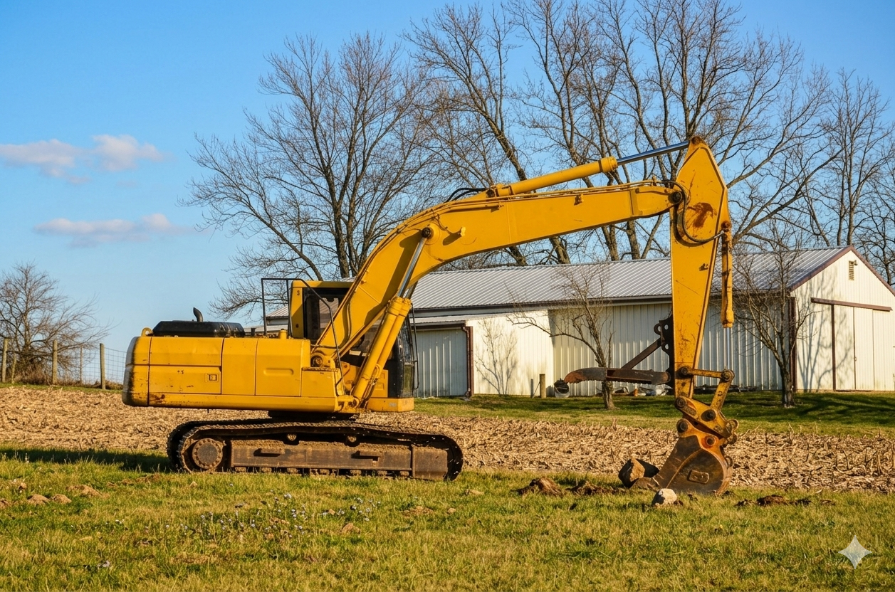 Hydraulic excavator at a worksite